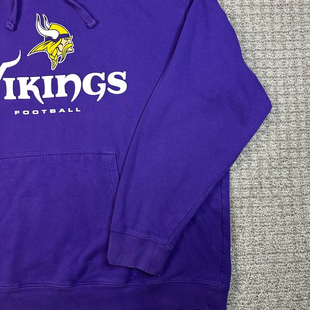 Majestic Minnesota Vikings Hoodie Mens Purple NFL Football Logo Sweatshirt 2XL - Picture 4 of 8